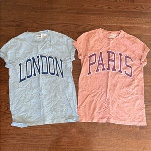 Size small Anthropologie London and Paris Tee Shirts (price is for two shirts)